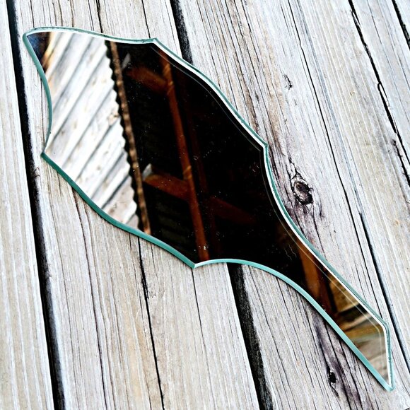 Art Deco Frameless Vanity Hand Mirror Abstract Atomic Backing c.1930s-1940s - Picture 2 of 13